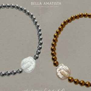 pulsera dorada y plateada con perlita